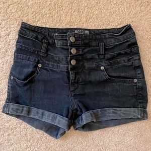 High Waisted black denim shorts